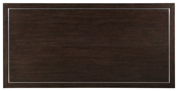 Hooker Furniture House Executive Desk With Dark Roast Ash Veneer, Seven Drawers, Locking File Storage, Metal Trim 36.00 L x 72.00W x 29.75H 5892-10562-85