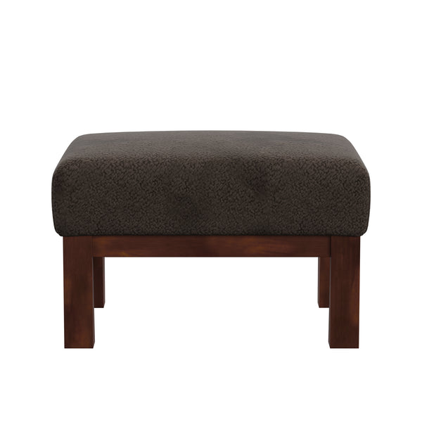 Homelegance By Top-Line Parcell Mission-Style Dark Oak Finish Wood Ottoman Dark Brown Wood
