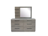 Parker House Pure Modern Bedroom 6 Drawer Dresser and Mirror Moonstone Oak Solids / Oak Veneers BPUR-2131-2