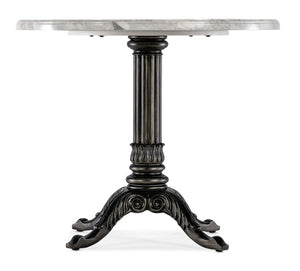 Hooker Furniture Charleston Round Bistro Table With Veneered Carrara Stone Top & Carved Pedestal — Distressed Elegance 6750-75202-95