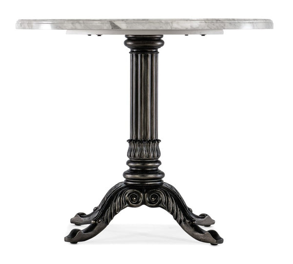 Hooker Furniture Charleston Round Bistro Table With Veneered Carrara Stone Top & Carved Pedestal — Distressed Elegance 6750-75202-95