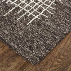 Feizy Rugs Maddox Hand-tufted Wool Abstract Rug In Soft Neutrals And Deep Blues For Contemporary Spaces Brown,Ivory Wool Mdx8630fbrn000f00