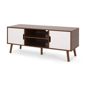 English Elm Tv Stand Mid-century Modern with Splayed Pine Legs and Three Staggered Storage Drawers 66758.00WALNWHT