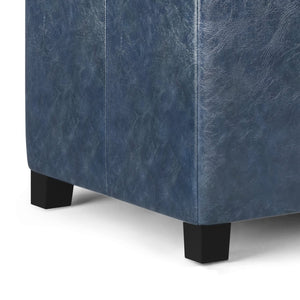 English Elm Dover Storage Ottoman Bench - Denim Blue Vegan Leather, Stylish Seating & Hidden Storage Solution B136P159039