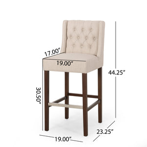 English Elm Christopher Knight Home® - Modern Metal Leg Bar Stool with High-Density Fabric Seat, 30" Counter Height, Commercial-Grade Comfort and Durability Beige 70678.00FBGE