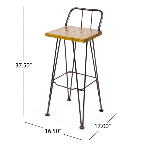 English Elm Christopher Knight Home® - DENALI Outdoor Industrial Wood & Metal Bar Stools Set of 2 — 30" Weather‑Resistant Acacia Seats, Iron Frame 61328.00