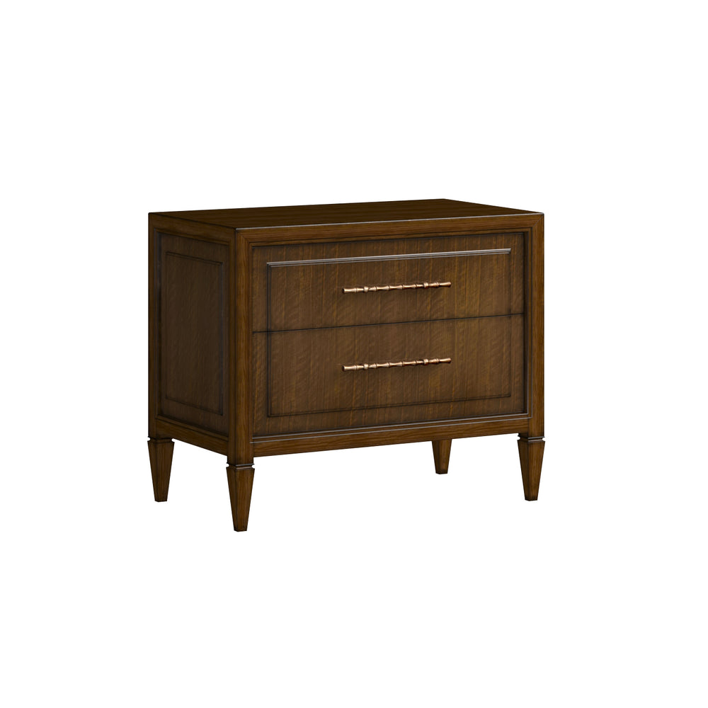 A.R.T. Furniture Eave 2 Drawer Nightstand - Elegant Quartered Walnut Design With Chic Faux Bamboo Gold Hardware Brown Material(S), Poplar And Parawood Solids,Walnut Veneer 336141-1860