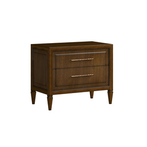 A.R.T. Furniture Eave 2 Drawer Nightstand - Elegant Quartered Walnut Design With Chic Faux Bamboo Gold Hardware Brown Material(S), Poplar And Parawood Solids,Walnut Veneer 336141-1860