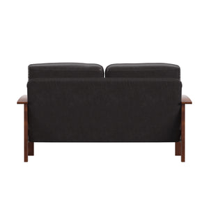 Homelegance By Top-Line Parcell Mission-Style Wood Loveseat Brown Rubberwood