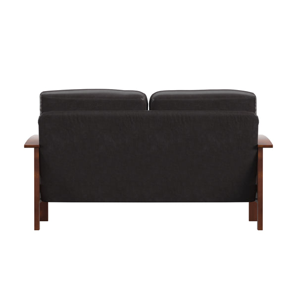Homelegance By Top-Line Parcell Mission-Style Wood Loveseat Brown Rubberwood