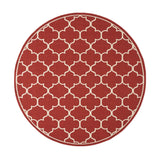 Christopher Knight Home® - Noble House - Thornhill Outdoor 7'10" Round Trefoil Area Rug, Red and Ivory