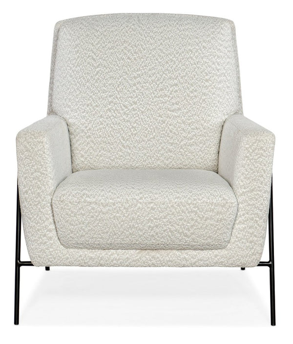 Hooker Furniture Amette Modern Metal Frame Club Chair With Plush Woolens Snow Upholstery — Sleek Low-Slung Comfort CC452-401
