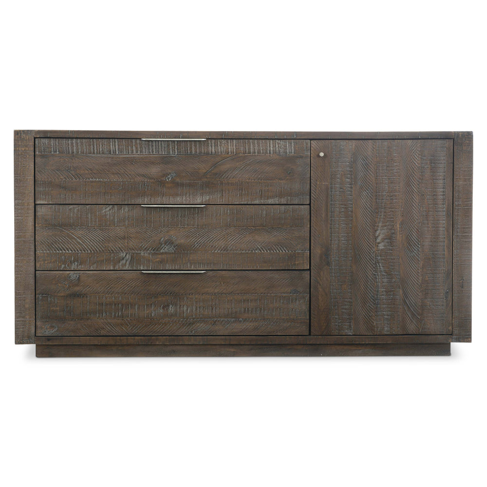 Bernhardt Bernhardt Payson Buffet With Distressed Pine, Moody Sable Finish, Soft-Closing Door & Ample Storage 303134B