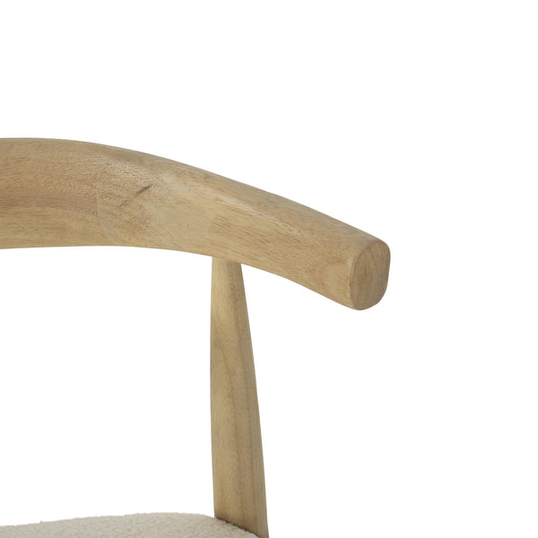 English Elm Dining Chair Set of Two Rubberwood Upholstered Seats Mid-century Modern Open Back Style Ivory 74526.00IVR