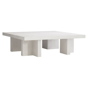 Bernhardt Bernhardt Sandblasted White Blythe Cocktail Table 54" Square Sculptural L-Leg Modern-Rustic Centerpiece 485011