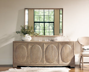 Bernhardt Bernhardt Aventura Bowfront 4-Door Buffet In Marcona Oak Veneer With Soft-Close Doors & Storage 318134