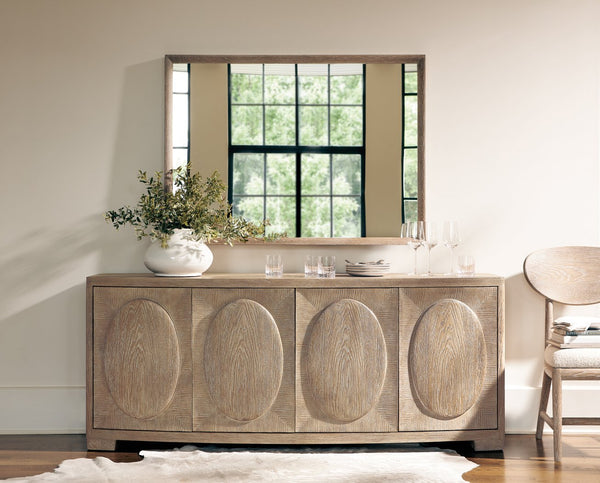 Bernhardt Bernhardt Aventura Bowfront 4-Door Buffet In Marcona Oak Veneer With Soft-Close Doors & Storage 318134