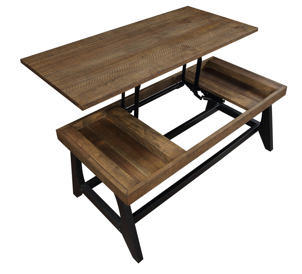 English Elm Steve Silver - Ralston Caramel & Ebony 3-Piece Occasional Table Set — Hardwood Solids, Plank Top, Distressed Heirloom Finish B081S00428
