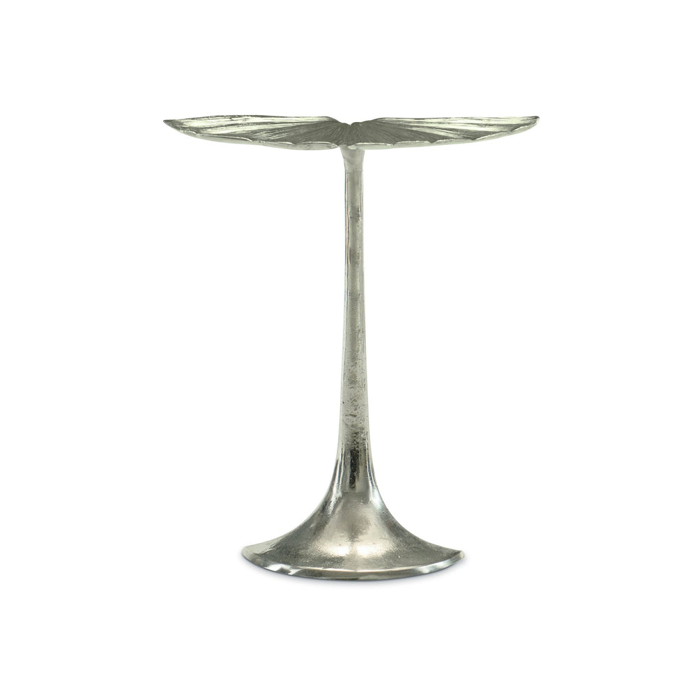 Bernhardt Bernhardt Annabella Gingko Leaf Accent Table — Satin Nickel Cast Aluminum, Tulip Base, Compact 18"W X 9"D 379104