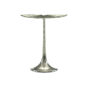 Bernhardt Bernhardt Annabella Gingko Leaf Accent Table — Satin Nickel Cast Aluminum, Tulip Base, Compact 18"W X 9"D 379104