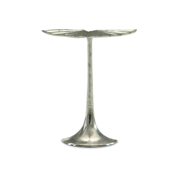 Bernhardt Bernhardt Annabella Gingko Leaf Accent Table — Satin Nickel Cast Aluminum, Tulip Base, Compact 18"W X 9"D 379104