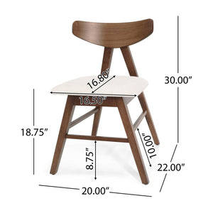 English Elm Christopher Knight Home® - VIDA Mid-Century Dining Chair with Upholstered Seat and Rubberwood Splayed Legs for Stylish Homes Light beige 71184.00LBGE