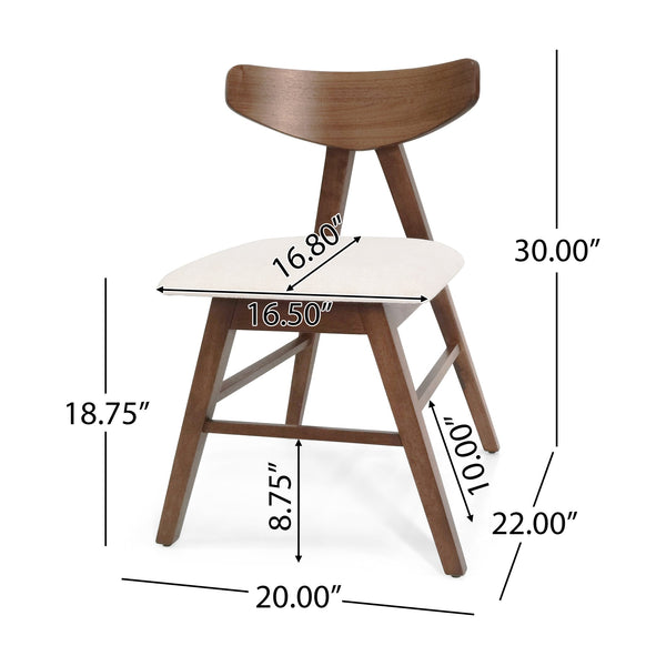 English Elm Christopher Knight Home® - VIDA Mid-Century Dining Chair with Upholstered Seat and Rubberwood Splayed Legs for Stylish Homes Light beige 71184.00LBGE