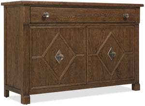 Hooker Furniture Driftwood Hall Chest With Buckboard Finish, Diamond-Motif Doors, Soft-Close Drawer & Storage Medium Wood 6820-85005-85