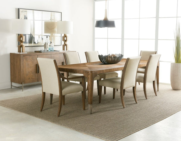 Hooker Furniture Chapman White Oak Extendable Dining Table In Sorrel With Hand‑Hammered Pewter Accents, 24" Leaf 6033-75200-85