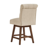 Homelegance By Top-Line Jacinta Tufted Linen Upholstered Swivel Stools (Set of 2) Brown Rubberwood