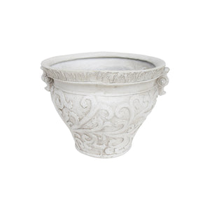 English Elm Largo Handcrafted Concrete Planter Antique White Aged Finish for Porch or Patio 63427.00WHI
