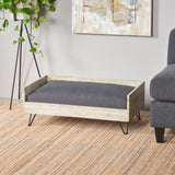 Christopher Knight Home® - Noble House - Bonneville Mid-Century Modern Pet Bed with Acacia Wood Frame, Light Gray and Gray