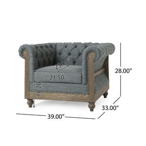 English Elm Christopher Knight Home® - CLUB Chair with Chesterfield-Inspired Button Tufting, Scrolled Arms & Nailhead Trim for Living Room Charcoal 40.5 L x 34.5 W x 25.75 H 72759.00