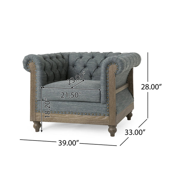 English Elm Christopher Knight Home® - CLUB Chair with Chesterfield-Inspired Button Tufting, Scrolled Arms & Nailhead Trim for Living Room Charcoal 40.5 L x 34.5 W x 25.75 H 72759.00