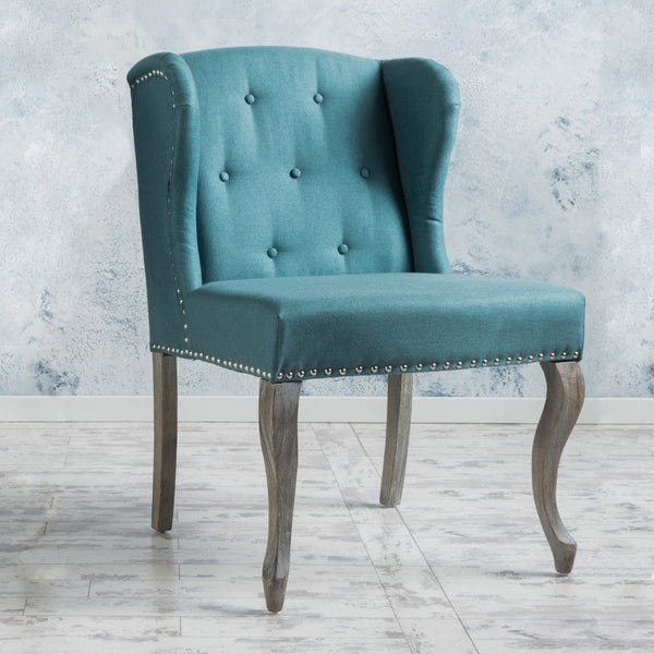 English Elm Kd Wingback Accent Chair Tufted Back Nailhead Trim Cabriole Legs Traditional Style 60001.00DTE