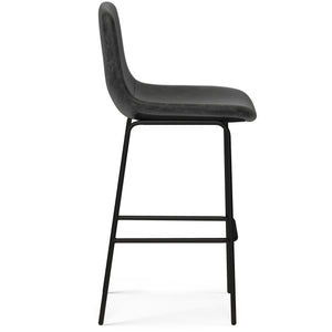 English Elm Jolie Bar Stool Set Of 2 - Modern Industrial Design In Distressed Charcoal Grey Vegan Leather B136P158758