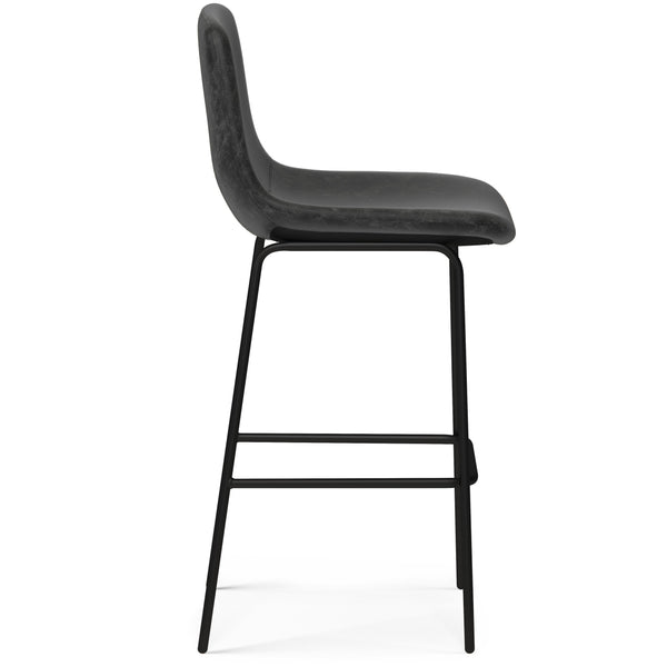 English Elm Jolie Bar Stool Set Of 2 - Modern Industrial Design In Distressed Charcoal Grey Vegan Leather B136P158758
