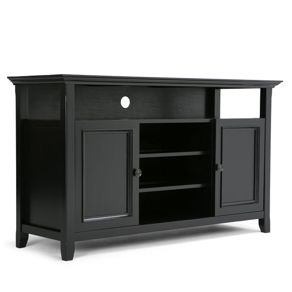 English Elm Amherst 54-Inch Solid Wood Tv Media Stand - Elegant Black Finish With Ample Storage & Classic Design B136P158374