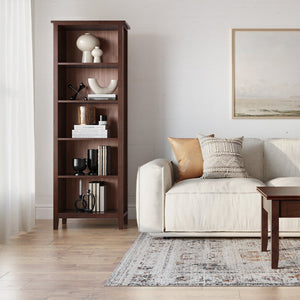 English Elm Artisan 5-Shelf Bookcase In Rich Russet Brown - Handcrafted, Adjustable, And Versatile Storage Solution B136P158386