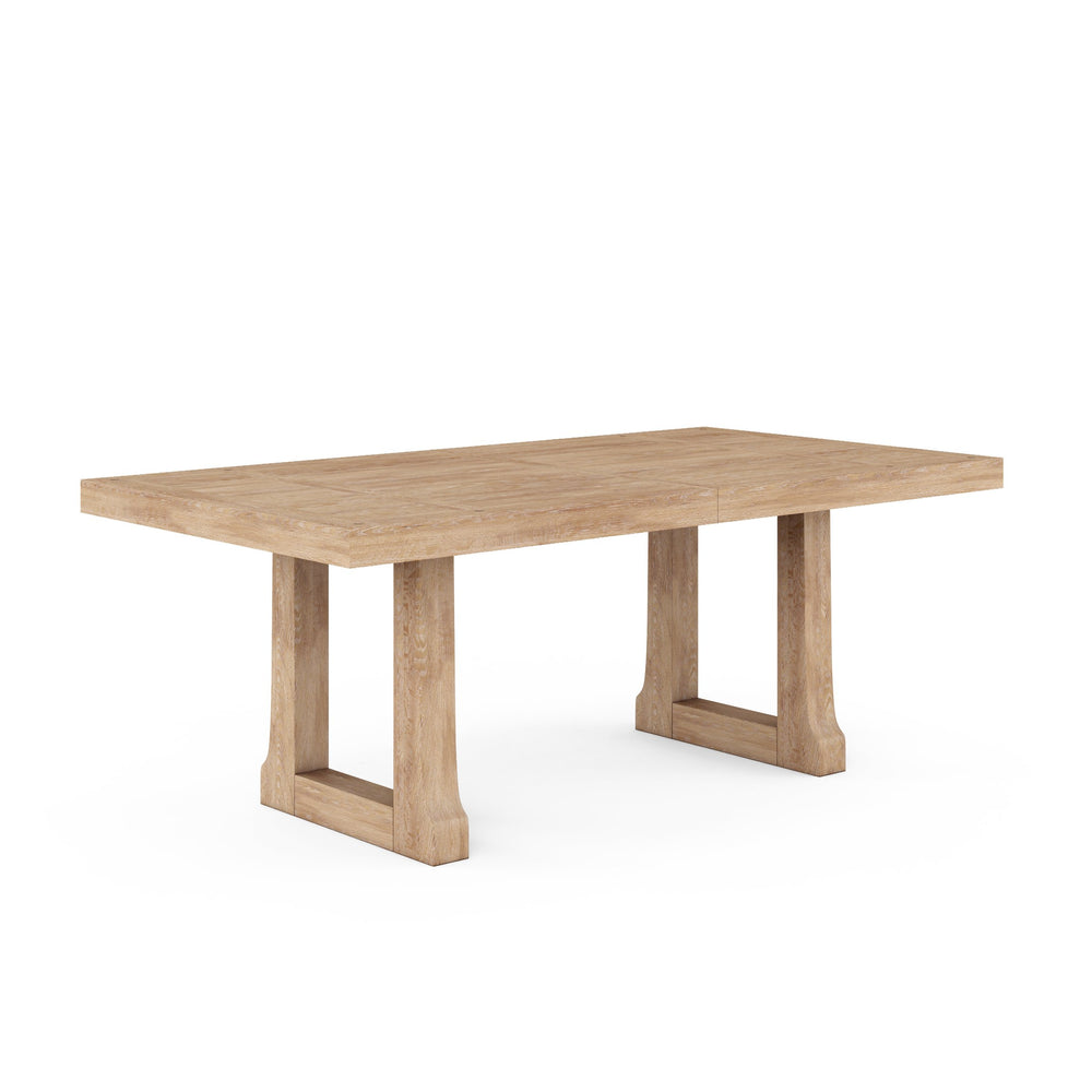 A.R.T. Furniture Post Trestle Dining Table - Extendable 78" To 100" With Leaf, Comfortably Seats 8, Cracked Almond Finish Light Brown Ash & Pine Solid,Plank,Effect Flakey Oak And Birch Veneer 288238-2355