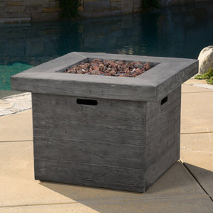 English Elm Anchorage Square Mgo Wood Burning Fire Pit Outdoor Patio Heat 40000 Btu Grey 57551.00GRY-40K