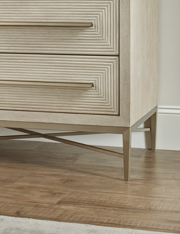 Hooker Furniture Cascade Six-Drawer Dresser In Terrain Taupe Oak Veneer With Champagne Hardware, Cedar-Lined Drawers 6120-90202-80