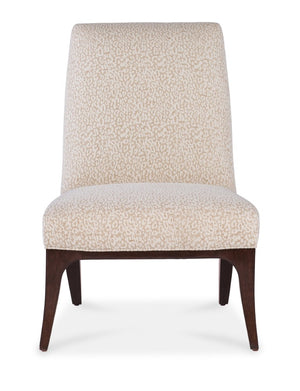 Hooker Furniture Bella Slipper Chair With Merrimac Ebony Upholstery, Curved Wood Back & Caviar Finish For Stylish Comfort Beige CC206-402