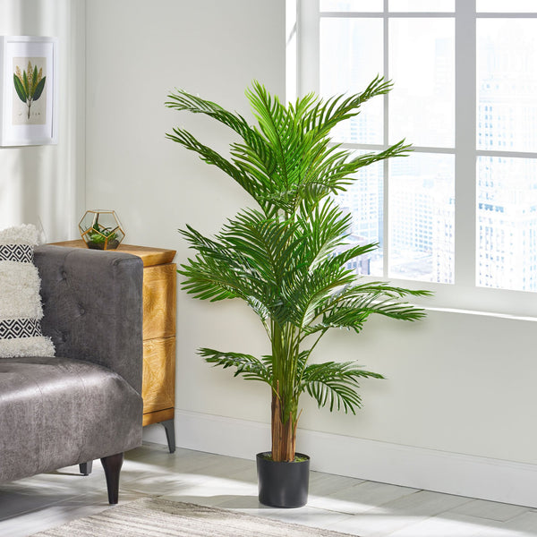English Elm 130cm Artificial Tropical Palm Tree Faux Feathered Fronds Indoor Lifelike Decor 70523.00