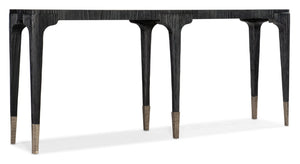 Hooker Furniture Chapman Charred Shou Sugi Ban Console Table — Slim 16" Depth, Distressed Black Pine, Pewter Ferrules (90) 6033-85002-99