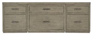 Hooker Furniture Linville 84" Credenza In Mink Smoked-Gray — Rustic-Modern Storage With Locking Files & Spacious Top 6150-10919-85