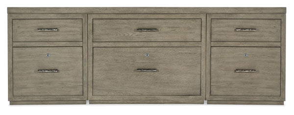 Hooker Furniture Linville 84" Credenza In Mink Smoked-Gray — Rustic-Modern Storage With Locking Files & Spacious Top 6150-10919-85
