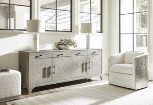 Bernhardt Bernhardt Knotty White Oak Albion Credenza With Pewter Finish, Soft-Close Doors & Media Venting 311880