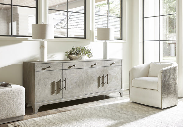 Bernhardt Bernhardt Knotty White Oak Albion Credenza With Pewter Finish, Soft-Close Doors & Media Venting 311880