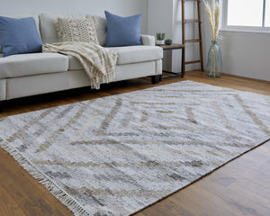 Feizy Rugs Beckett Handwoven Eco-friendly Geometric Pet Rug In Inky Gray And Beige For Stylish Spaces Ivory,Gray,Tan Pet 8900724ftangryf00